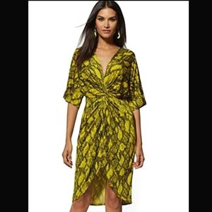 New York & Company SOHO Snake print twist front high low dress size XS
